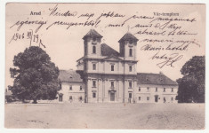 CARTE POSTALA CIRCULATA - ARAD - BISERICA, ANUL 1906, SCRISA SI TIMBRATA foto