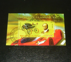 Colita stampilata - TEHNIC - PERSONALITATI - Masini clasice Benz - Karl - CONGO - 2009 - 2+1 gratis toate produsele la pret fix - RBK7839 foto