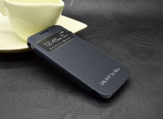 Husa Flip S View neagra Samsung Galaxy S4 mini i9190 + folie foto