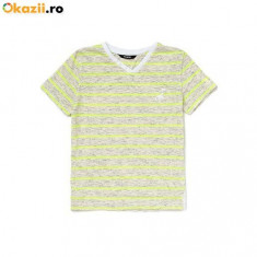 Nou! Tricou gri cu dungi verde neon, marca George, baieti 12-18 luni/ 86 cm foto