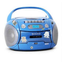 Auna Boomboy, radio recorder portabil, CD, USB, MP3, baterii, set de autocolante foto