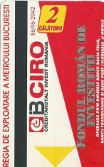 Cartela metrou / reclama CIRO FRI / metrorex (1996) foto