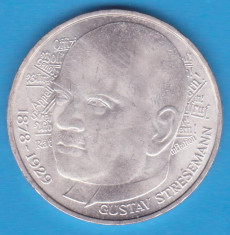 (1) MONEDA DIN ARGINT - GERMANIA - 5 MARK 1978, LIT. D - GUSTAV STRESEMANN foto