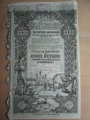 1922 Banca Romaneasca Bucuresti, 2500 lei actiuni, actiune document vechi foto