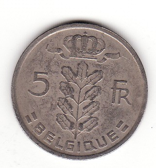 Belgia (Belgique) 5 franci 1971 foto