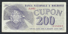 MOLDOVA 200 CUPOANE 1992 [0] P-2 , XF foto