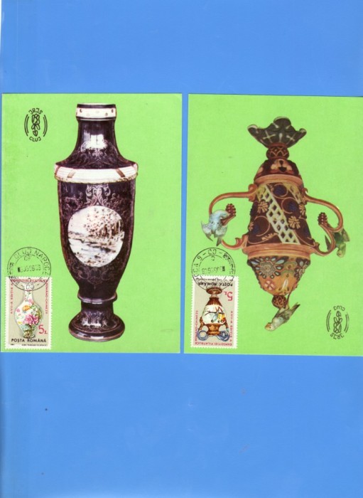 CARTE POSTALA MAXIMA ROMANIA EXP. DE CERAMICA ROMANO- CHINA 1996 2 BUC