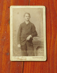 Fotografie veche cartonata /portret - fotograf Berky Dezso - Szatmaros - 1887 !! foto