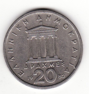 Grecia 20 drahme (drachmes) 1982 foto