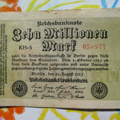 10 millionen mark 1923 Germania, bancnota veche 10 milioane marci germane 058977