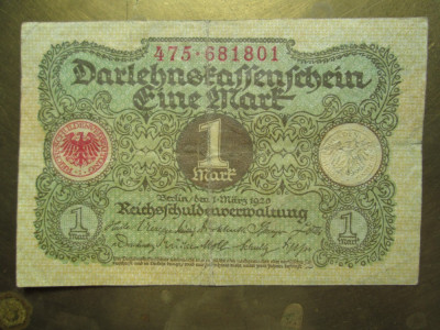 1 mark 1920 Germania, bancnota 1 marca germana / 691801 foto