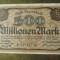 500 Millionen mark 1923 Germania, notgeld Remscheid, 500 milioane marci stampila