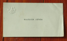 Veche carte de vizita - Rajcsich Istvan cu blazon - membru familie nobila !!!!!! foto