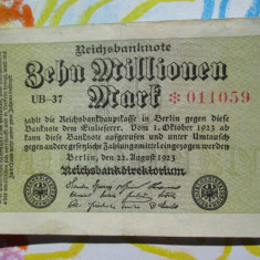 10 millionen mark 1923 Germania, bancnota veche 10 milioane marci germane 011059