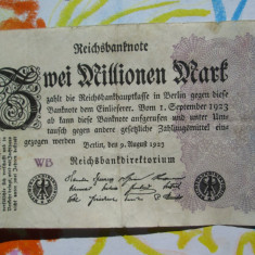 2000000 mark 1923 Germania, bancnota veche 2 milioane marci