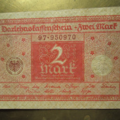 2 mark 1920 Germania, bancnota 2 marci germane 950970