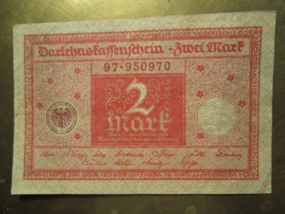 2 mark 1920 Germania, bancnota 2 marci germane 950970 foto