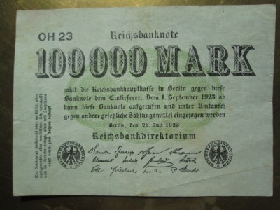 100000 mark 1923 Germania, bancnota marci germane / OH23 foto