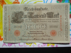 1000 mark 1910 Germania , 1000 marci germane 1910 litera R stampila rosie foto