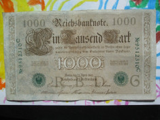 1000 mark 1910 Germania , 1000 marci germane 1910 seria G stampila verde foto