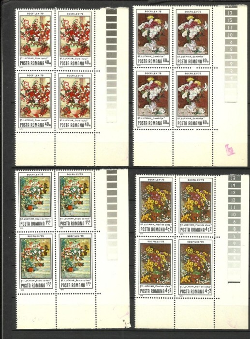 ROMANIA 1979--SOCFILEX &#039;79 IN BLOCURI DE 4 MNH