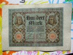 100 Mark 1920 Germania / marci germane / seria 8888775 foto