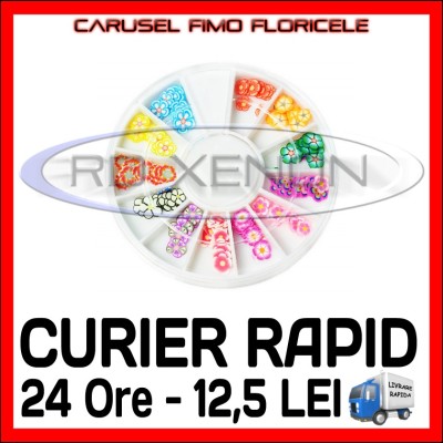 SET CARUSEL FIMO - MODEL CU FLORI - DECORATIUNI UNGHII NAIL ART foto