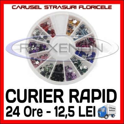 SET CARUSEL STRASURI - MODELE CU FLORI - DECORATIUNI UNGHII NAIL ART foto