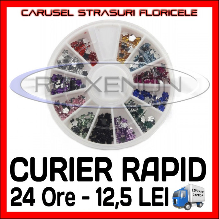 SET CARUSEL STRASURI - MODELE CU FLORI - DECORATIUNI UNGHII NAIL ART