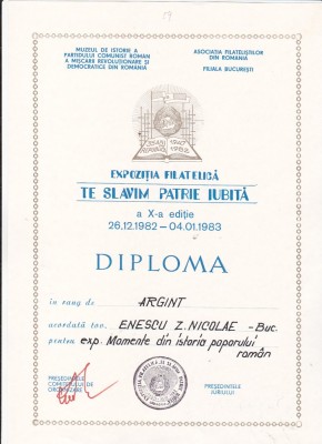 bnk fil - Lot 6 diplome expozitii filatelice - AFR Bucuresti foto
