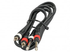 Cablu 2xRCA tata - 2x jack 6,3mm mono, 1.5m, JB Systems 2-0430-2xjack JB Systems 2-0430 foto