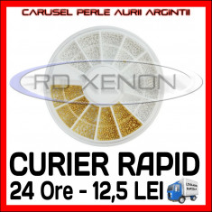 SET CARUSEL PERLE - MODELE ARGINTII SI AURII - DECORATIUNI UNGHII GEL UV foto