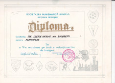 bnk div - Lot 2 diplome expozitii numismatice - Expozitii insigne Petrosani foto