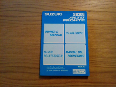 SUZUKI SB308 Ower`s Manual - 1990 foto