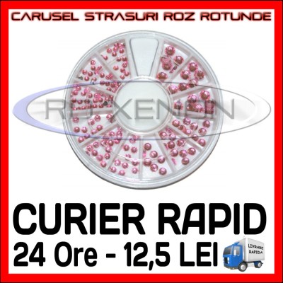 SET CARUSEL STRASURI - MODELE ROZ ROTUNDE - DECORATIUNI UNGHII MANICHIURA GEL UV foto