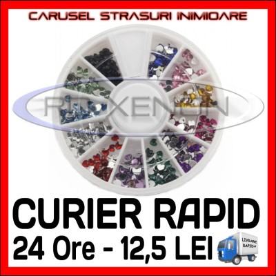 SET CARUSEL STRASURI - MODELE CU INIMI - DECORATIUNI UNGHII NAIL ART foto