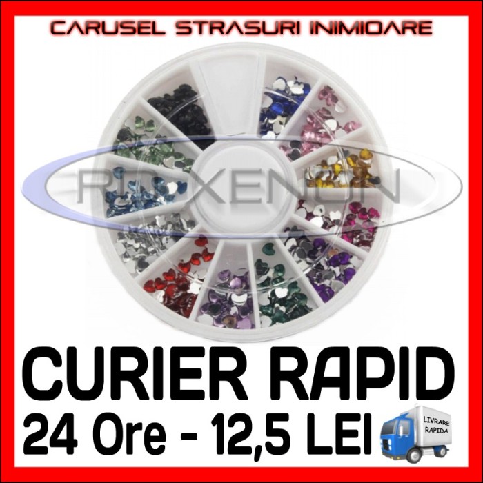 SET CARUSEL STRASURI - MODELE CU INIMI - DECORATIUNI UNGHII NAIL ART