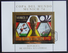 GUINEEA EQ 1974 - FOTBAL MUNCHEN ,1 S/S , OBLIT CU FOLIE AUR - GEQS 010 foto