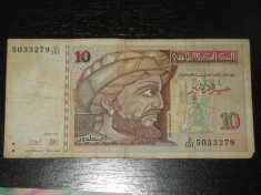 Bancnota 10 dinari Tunisia 1994 foto