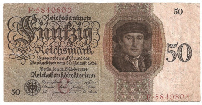 GERMANIA 50 Reichsmark MARCI 1924 U foto