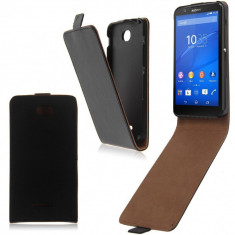 HUSA SONY XPERIA E4 E4 DUAL PIELE NEAGRA FLIP TOC INCHIDERE MAGNETICA CLAPETA foto