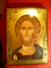 Icoana aurita Grecia - Iisus Christos , dim. = 18,2 x 25 cm foto