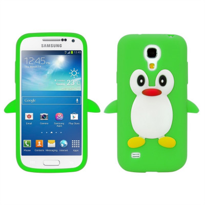 Husa silicon model pinguin verde Samsung Galaxy S4 Mini i9190 + folie foto