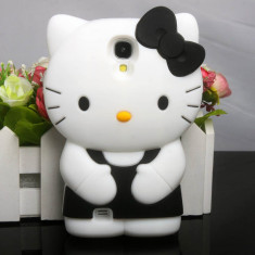 Husa Hello Kitty alb cu negru Samsung Galaxy S4 + folie ecran foto