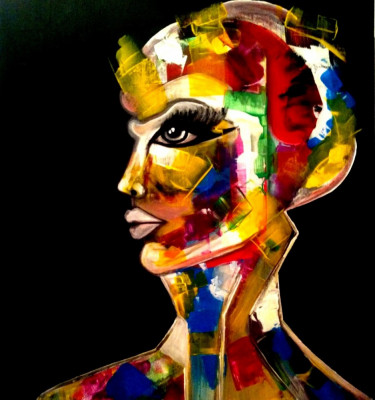 Tablou pictat pe panza, abstract figurativ foto
