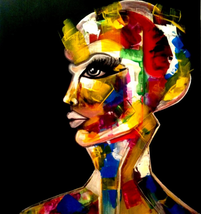 Tablou pictat pe panza, abstract figurativ