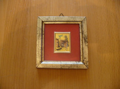 Tablou pictat pe foita de aur,inramat cu sticla si rama lemn,garantie pe spate foto