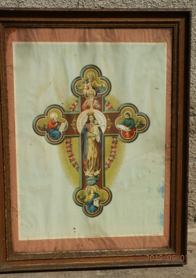 Icoana veche litografie crucea sf. Evanghelisti foto