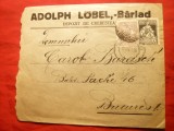 Plic cu Antet Adolph Lobel - Barlad - Depozit Cherestea 1925