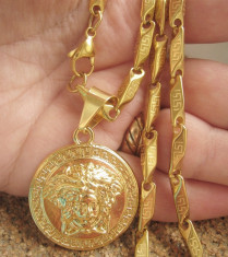 Model VERSACE MEANDROS Lant +medalion inox placat =60 ron foto